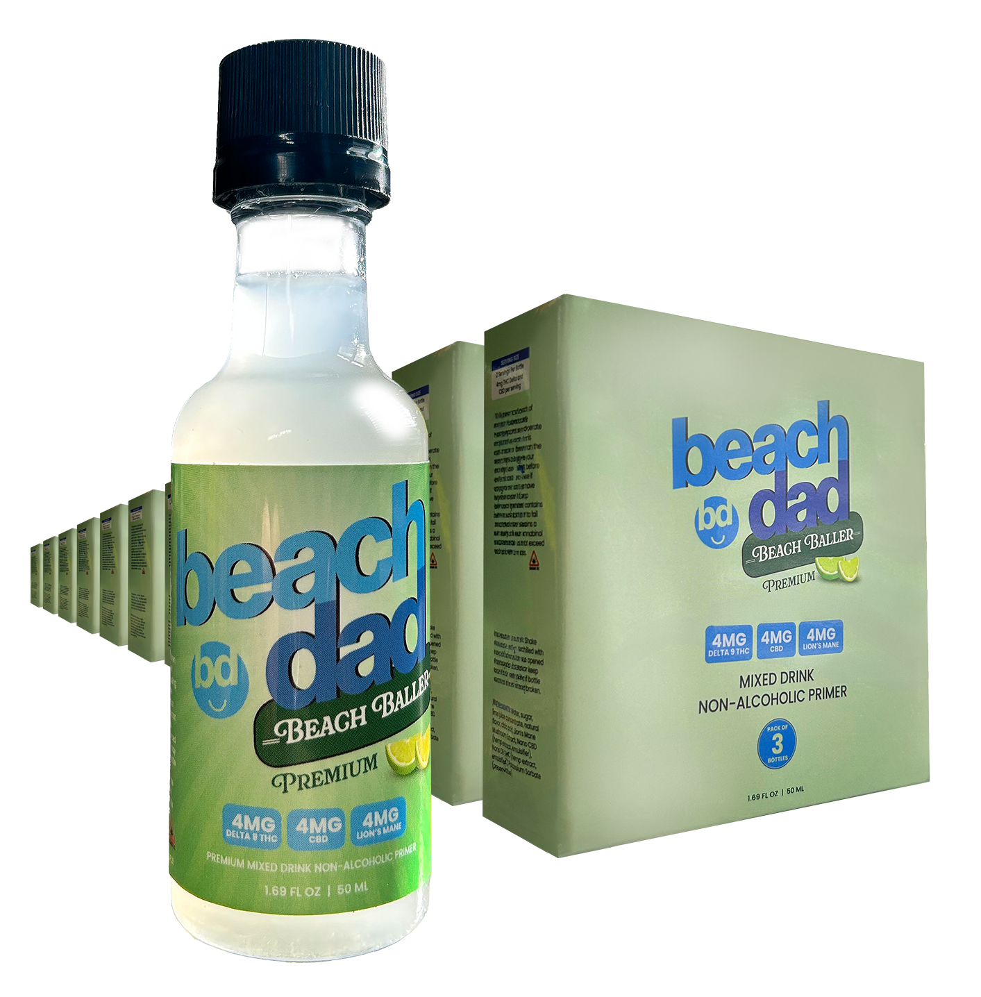 Beach Dad Beach Baller Premium Mixed Drink Primer - Vacation Box (Quantity 12 X 3-packs = 36 bottles)