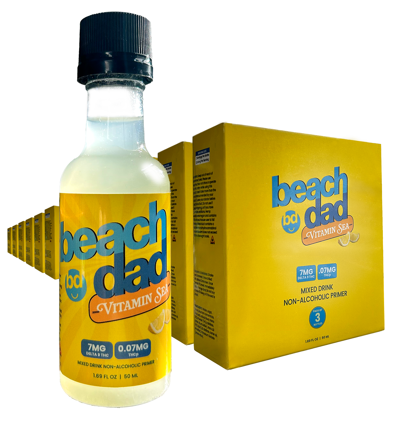 Beach Dad Vitamin Sea Mixed Drink Primer - Vacation Box (Quantity 12 X 3-packs = 36 bottles)